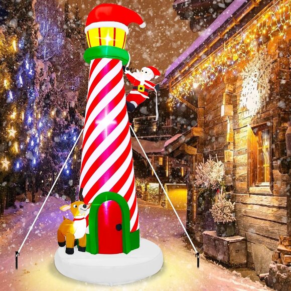 🆕10FT Christmas Inflatable Giant Lighted Lighthouse Blowups Outdoor Decoration - Picture 11 of 11